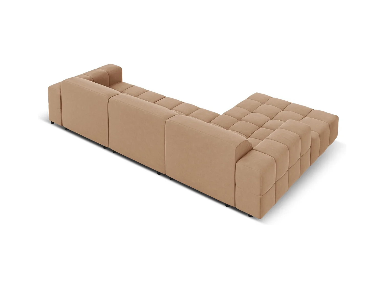 CXL by Christian Lacroix - Canapé d'angle gauche "Luc" 4 places en velours beige foncé - 284x166x70cm