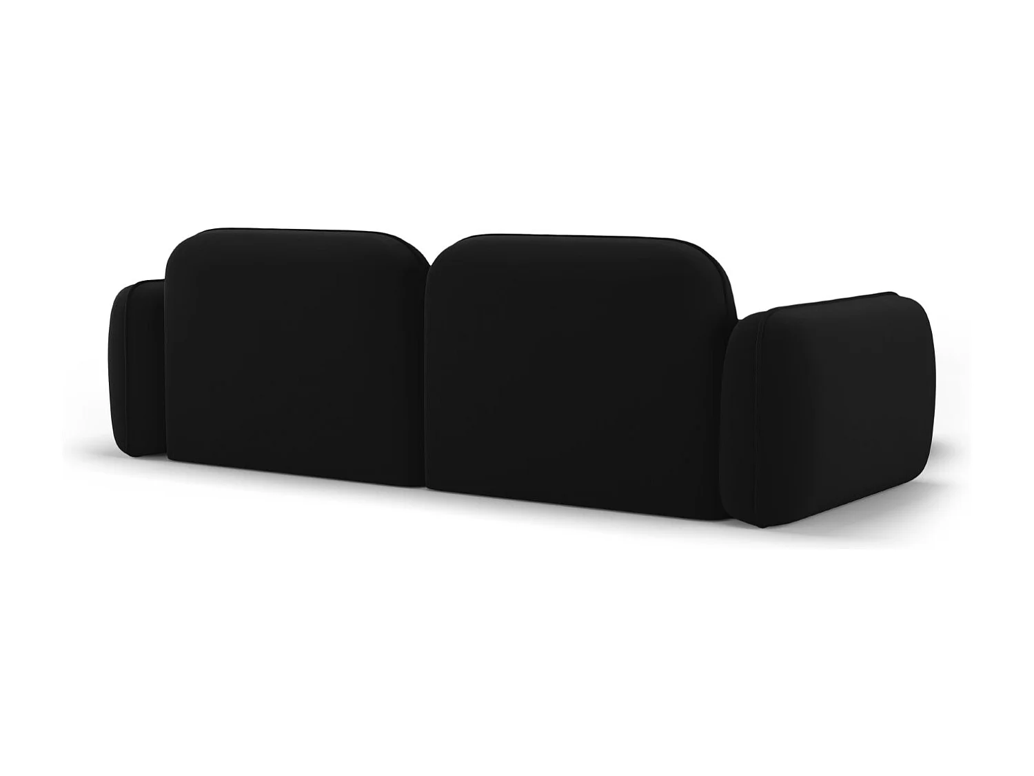 CXL by Christian Lacroix - Modulaire hoekbank links "Lucien" 3 zitplaatsen, Flueel, Zwart - 230x165x70cm