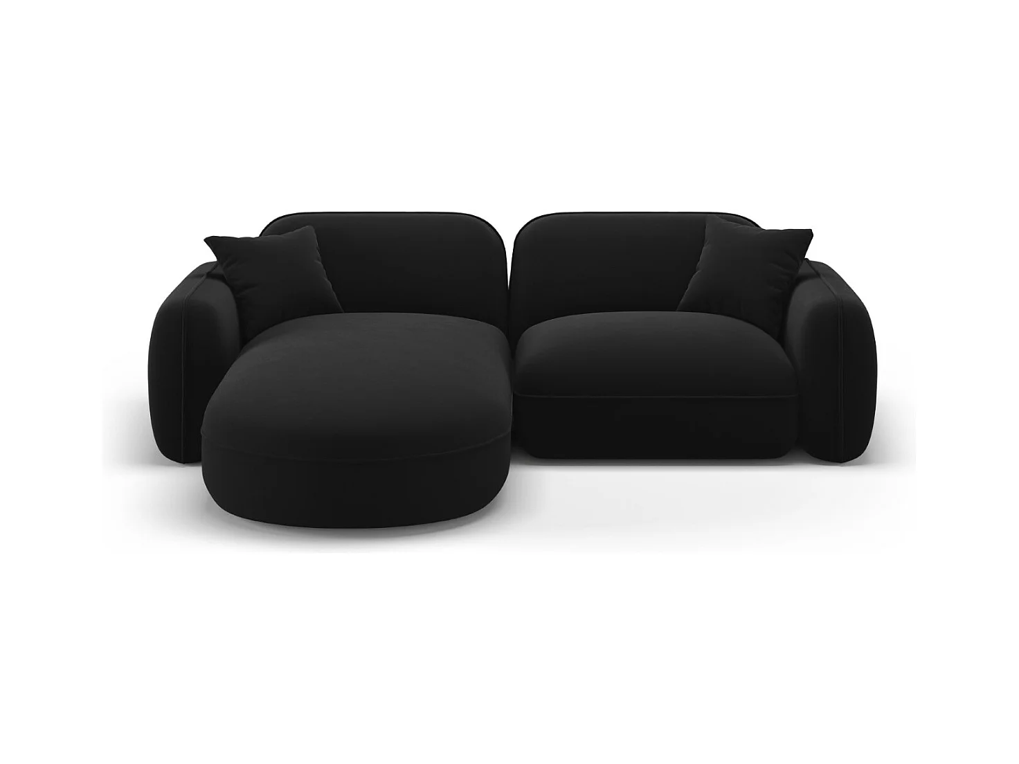 CXL by Christian Lacroix - Modulaire hoekbank links "Lucien" 3 zitplaatsen, Flueel, Zwart - 230x165x70cm