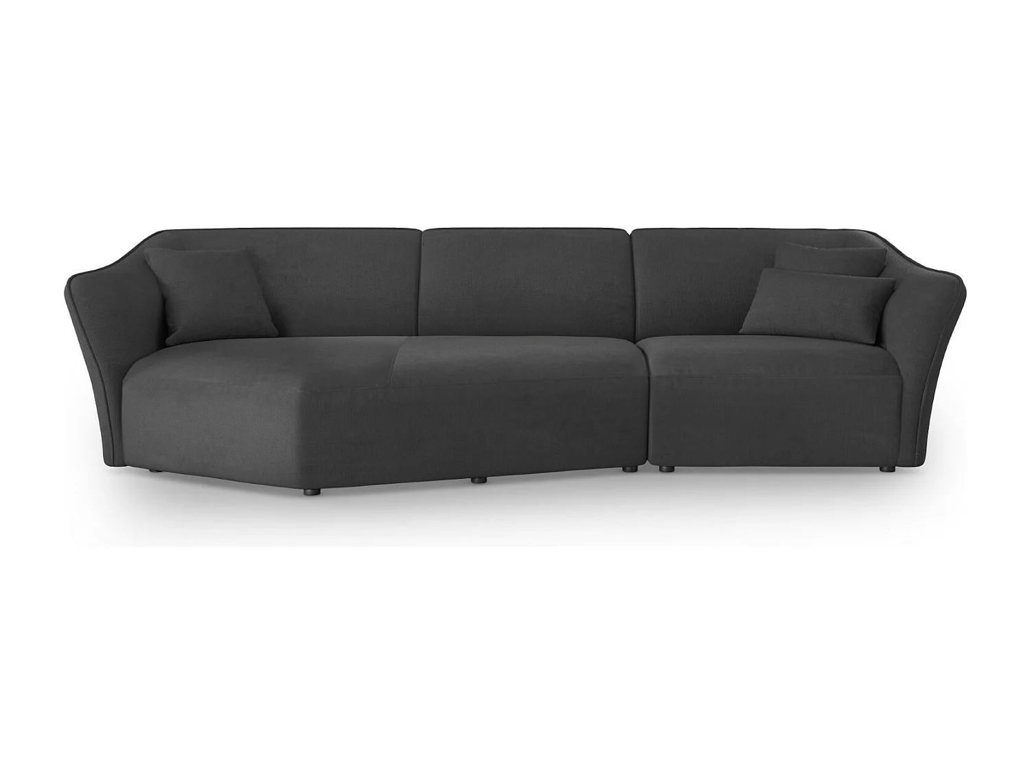 Cosmopolitan Design - Canapé d'angle gauche modulable "Tokyo" 5 places en bouclé graphite - 292x138x79cm