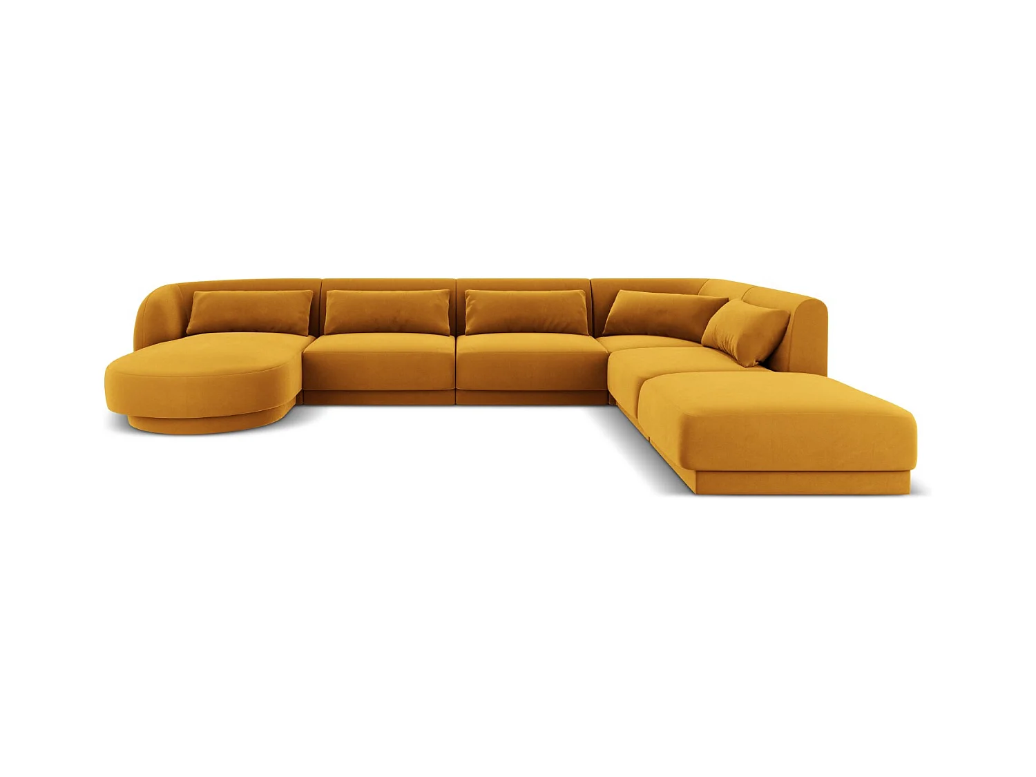 Cosmopolitan Design - Panoramische hoekbank rechts "Tulum" 6 zitplaatsen, Flueel, GEEL - 330x255x70cm