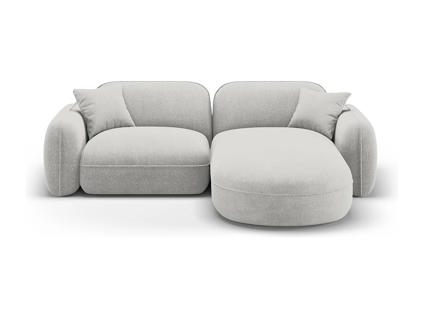 CXL by Christian Lacroix - Modulaire hoekbank rechts "Lucien" 3 zitplaatsen, Flueel, Lichtgrijs - 230x165x70cm