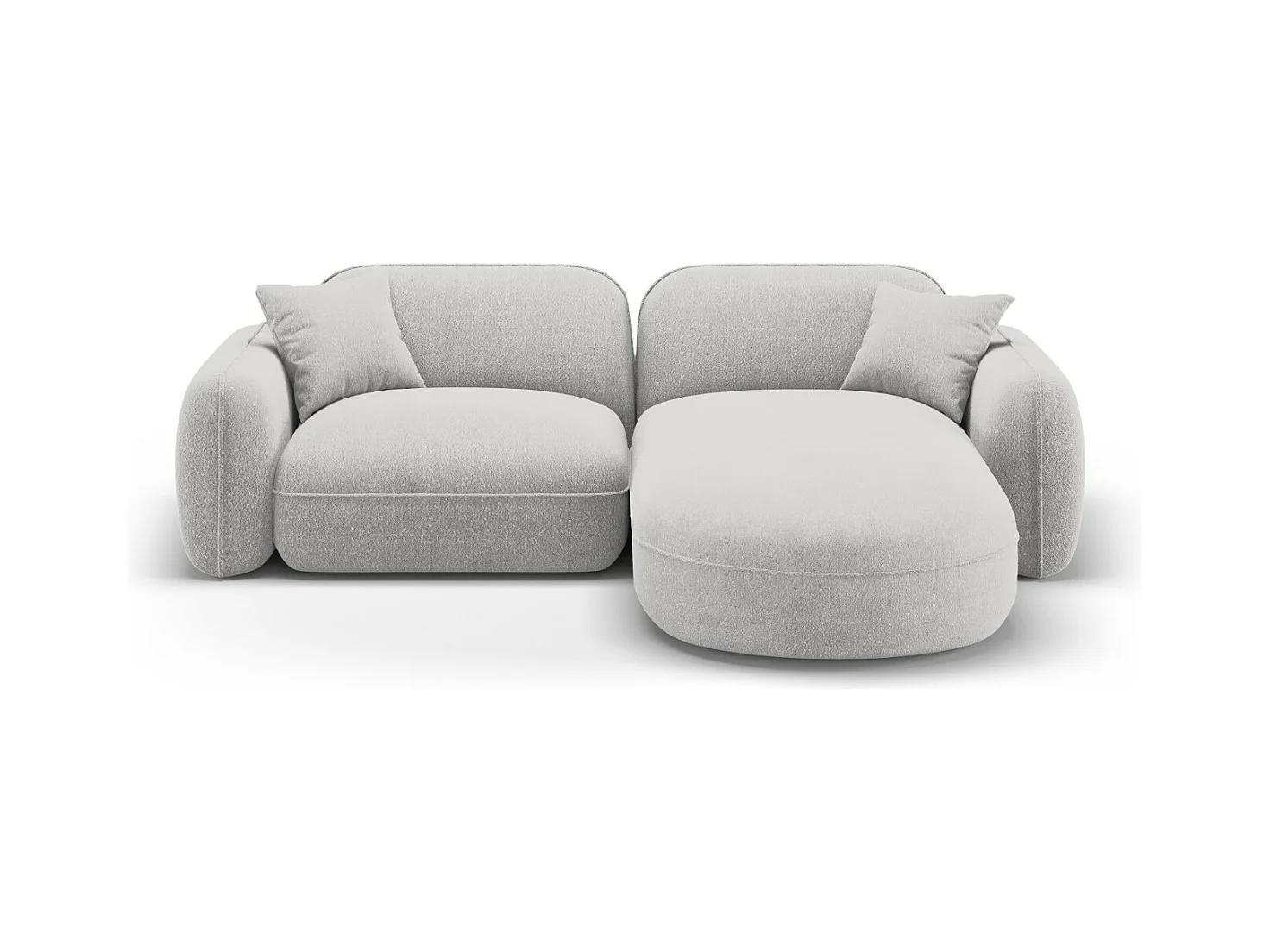 CXL by Christian Lacroix - Modulaire hoekbank rechts "Lucien" 3 zitplaatsen, Flueel, Lichtgrijs - 230x165x70cm