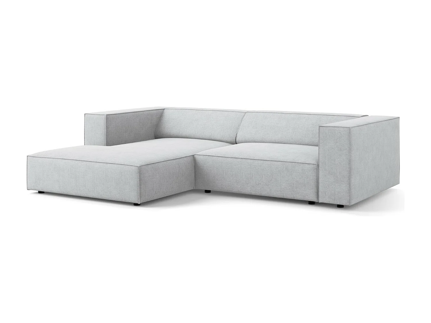 Cosmopolitan Design - Linker hoekbank "Arendal" 3 zitplaatsen, Chenille met ribbeleffect, Lichtgrijs - 224x166x70cm