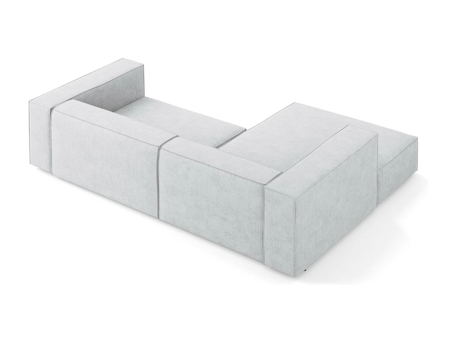 Cosmopolitan Design - Linker hoekbank "Arendal" 3 zitplaatsen, Chenille met ribbeleffect, Lichtgrijs - 224x166x70cm