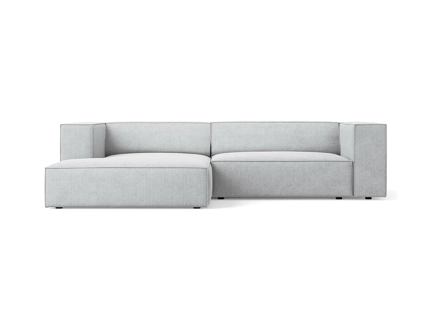 Cosmopolitan Design - Canapé d'angle gauche "Arendal" 3 places en chenille avec un effet côtelé gris clair - 224x166x70cm