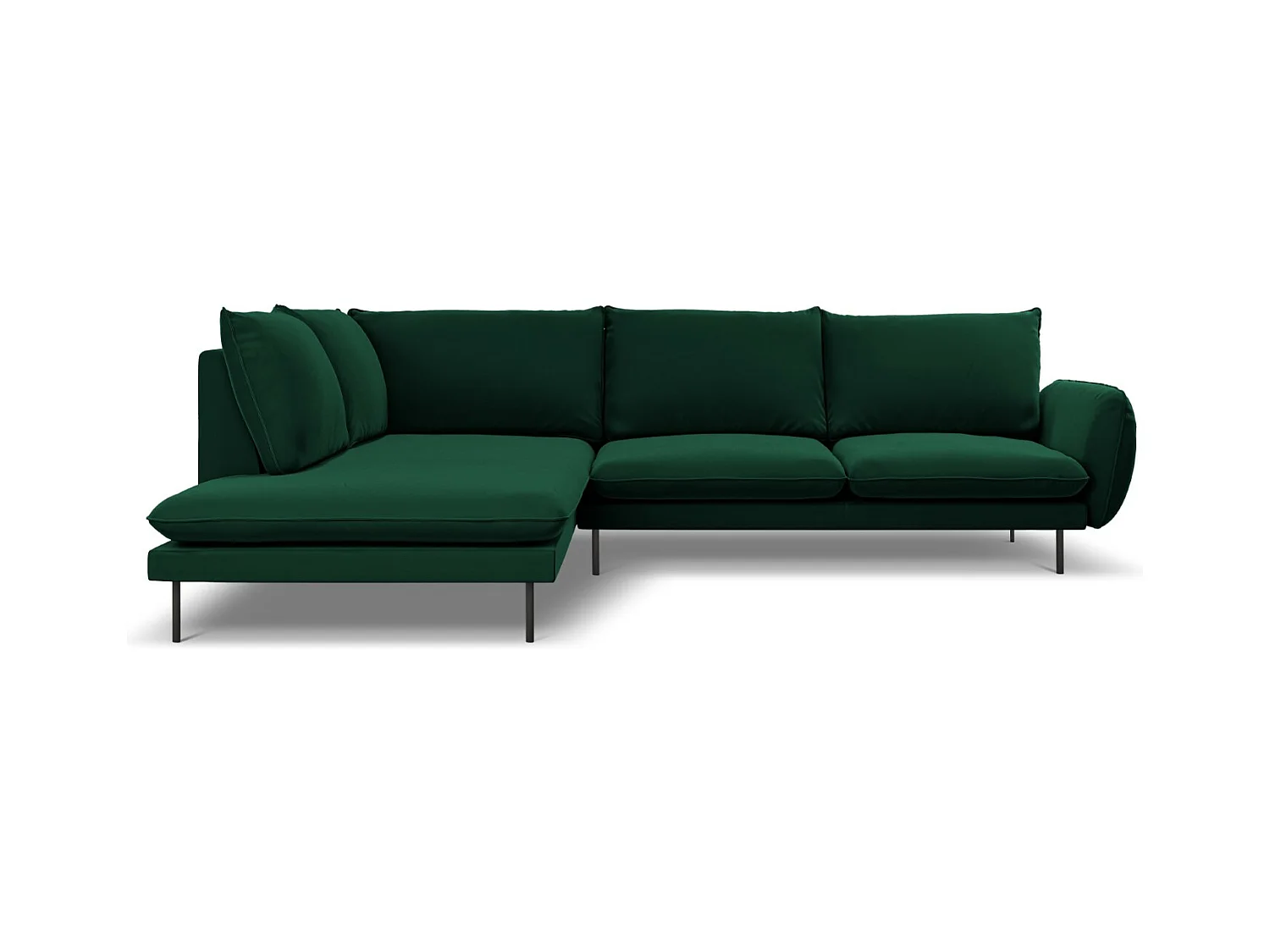 Cosmopolitan Design - Canapé d'angle gauche "Vienna" 6 places en velours vert bouteille - 275x185x95cm