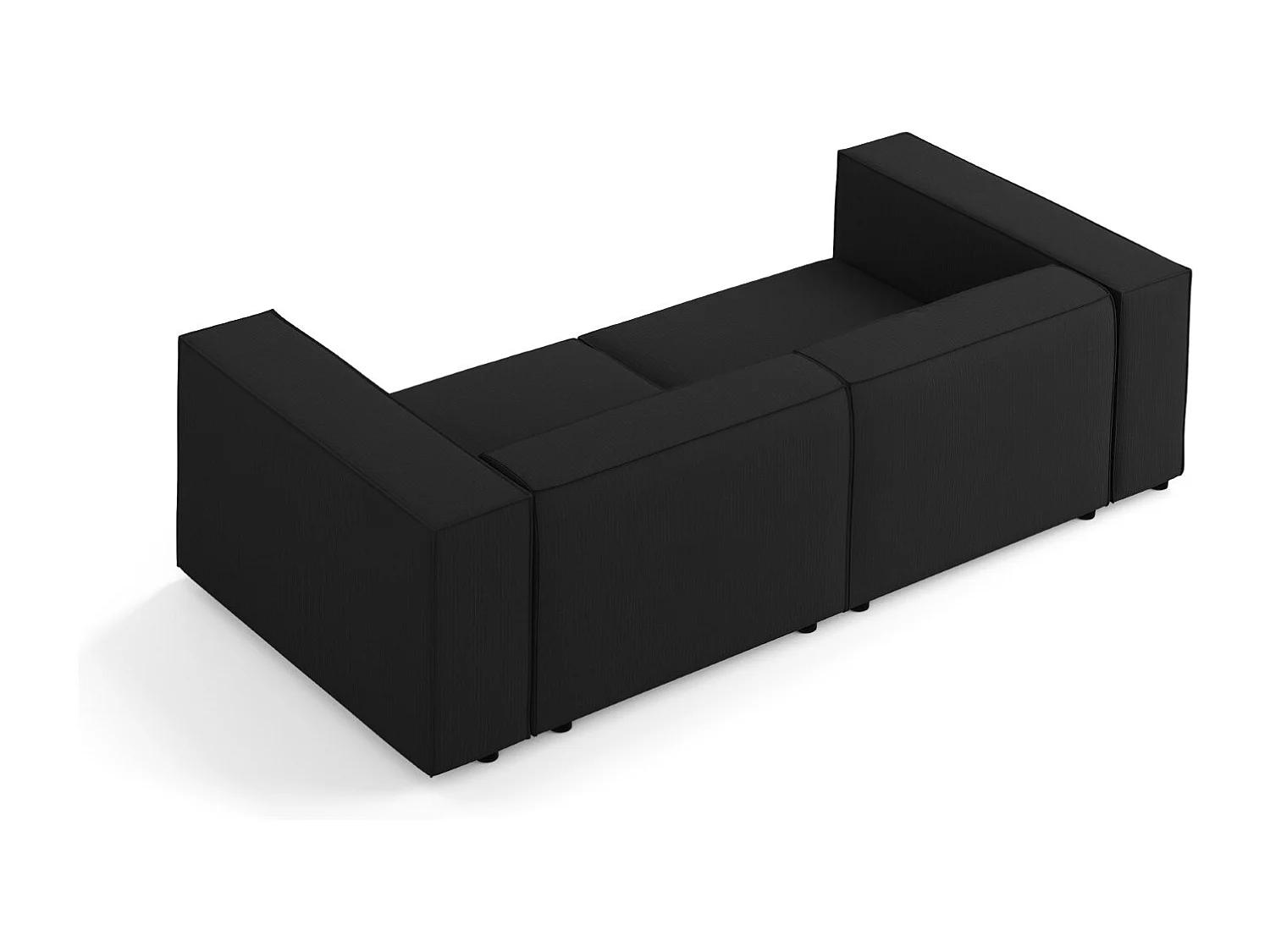 Cosmopolitan Design - Sofá "Arendal" 3 lugares em tecido chenille com efeito canelado preto - 204x102x70cm