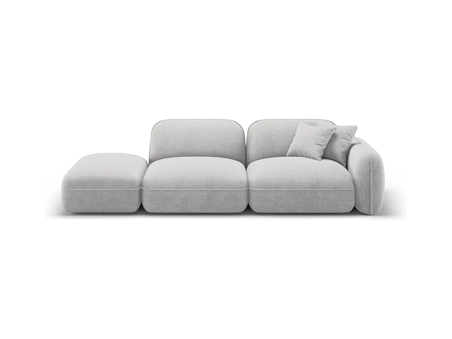 CXL by Christian Lacroix - Linker modulaire bank "Lucien" 3 zitplaatsen, Flueel, Lichtgrijs - 295x90x70cm