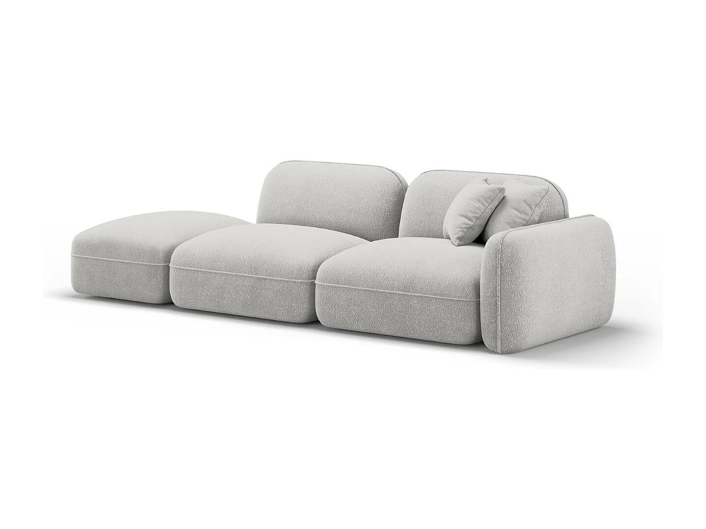 CXL by Christian Lacroix - Sofá modular virado para a esquerda "Lucien" 3 lugares em veludo cinza claro - 295x90x70cm