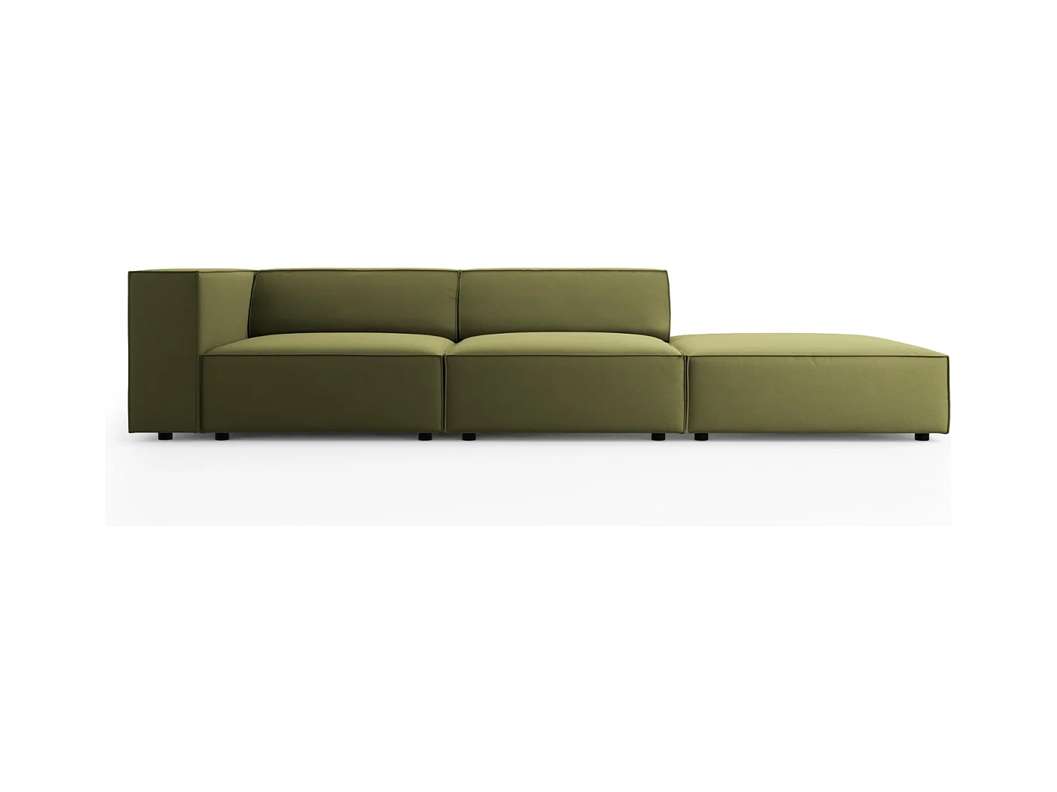 Cosmopolitan Design - Rechte bank "Arendal" 4 zitplaatsen, Flueel, Lichtgroen - 262x102x70cm