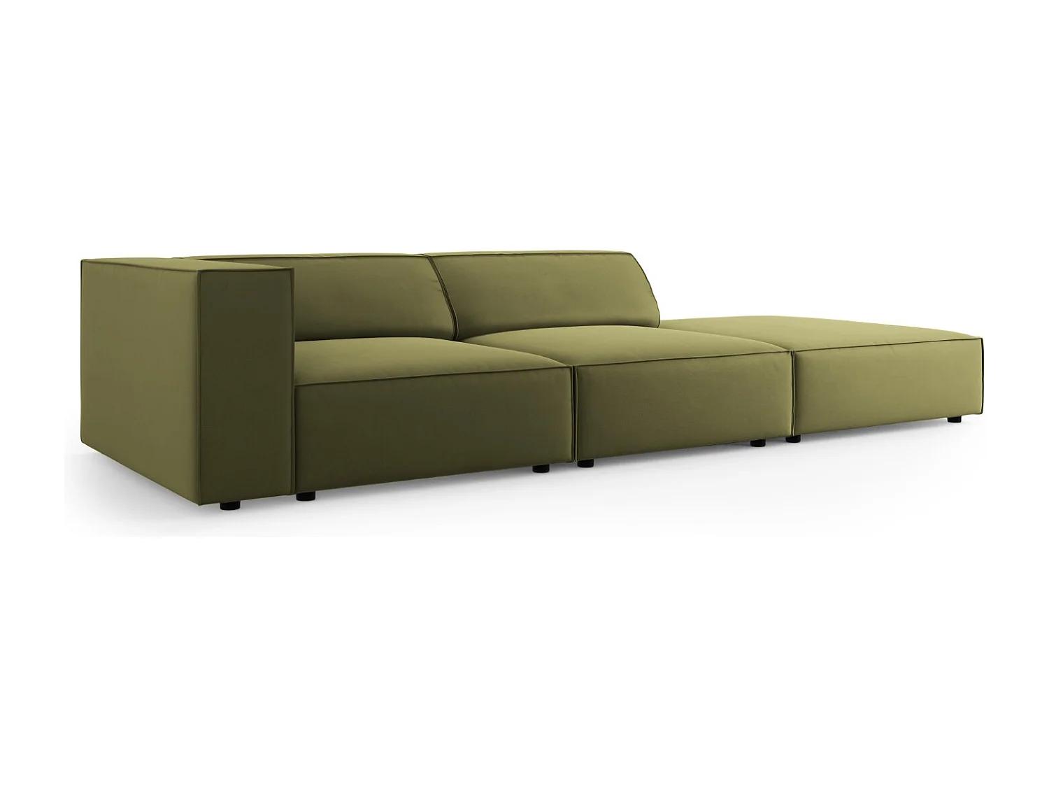 Cosmopolitan Design - Sofá direito "Arendal" 4 lugares em veludo verde claro - 262x102x70cm