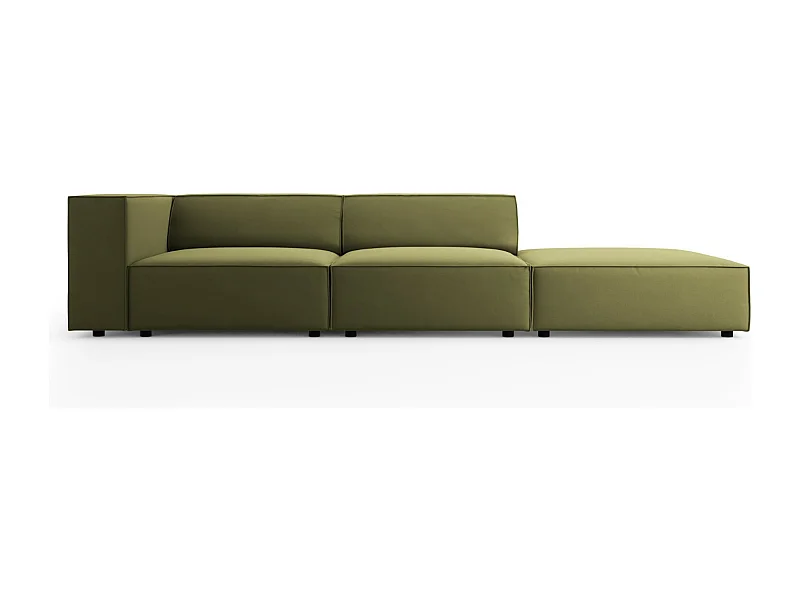 Cosmopolitan Design - Canapé droit "Arendal" 4 places en velours vert clair - 262x102x70cm