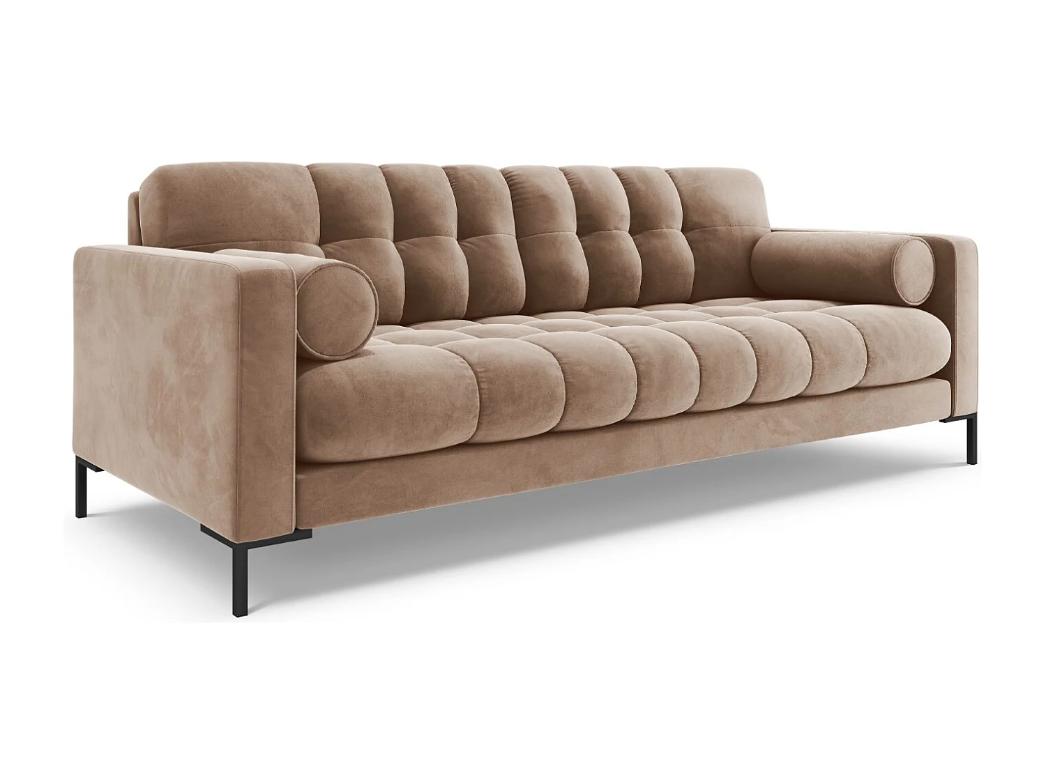 Cosmopolitan Design - Bank "Bali" 3 zitplaatsen, Flueel, Beige - 177x92x75cm