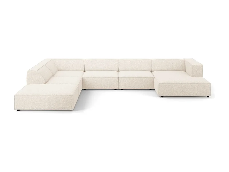 Cosmopolitan Design - Divano panoramico sinistro "Arendal" 7 posti in ciniglia beige chiaro - 364x262x70cm