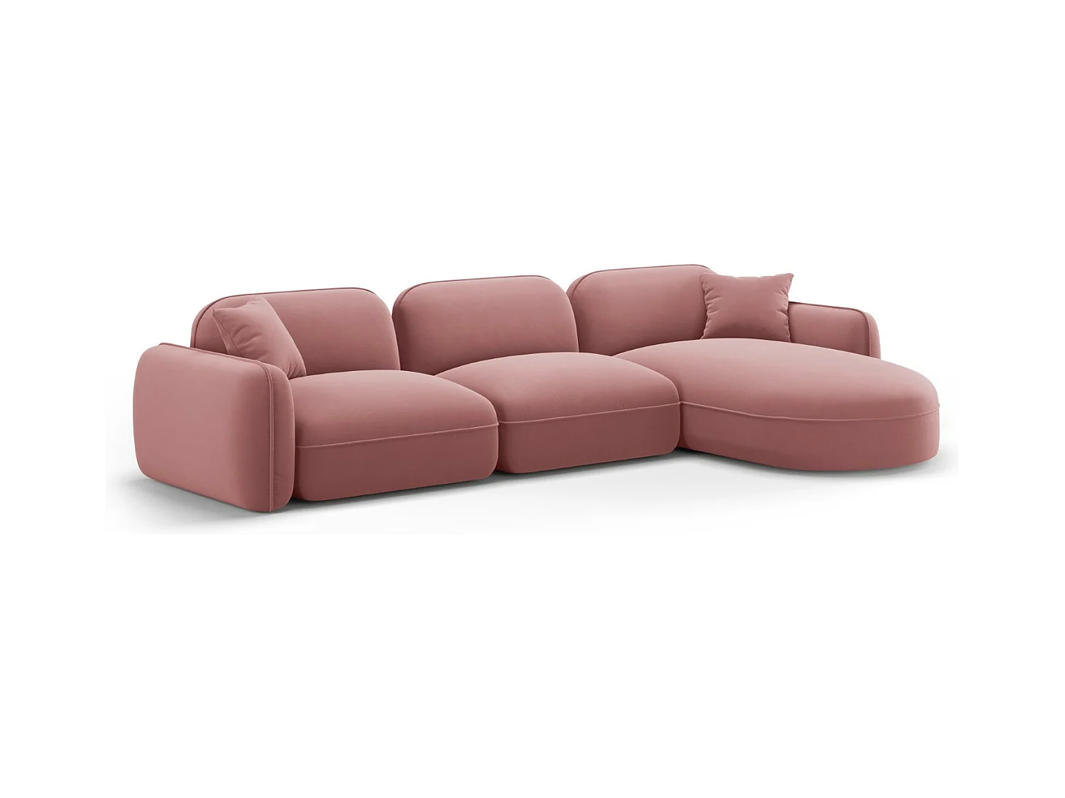 CXL by Christian Lacroix - Canapé d'angle droit modulable "Lucien" 4 places en velours saumon - 320x165x70cm