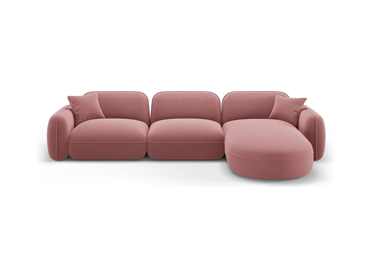 CXL by Christian Lacroix - Canapé d'angle droit modulable "Lucien" 4 places en velours saumon - 320x165x70cm