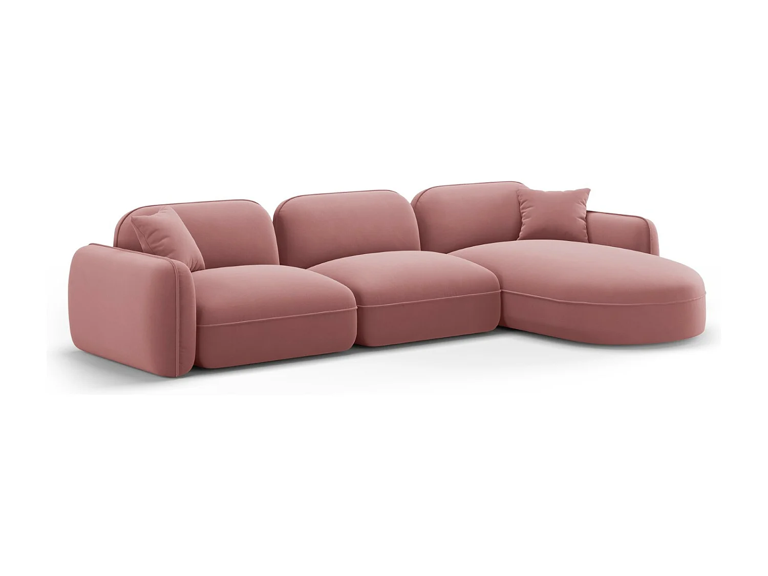 CXL by Christian Lacroix - Canapé d'angle droit modulable "Lucien" 4 places en velours saumon - 320x165x70cm