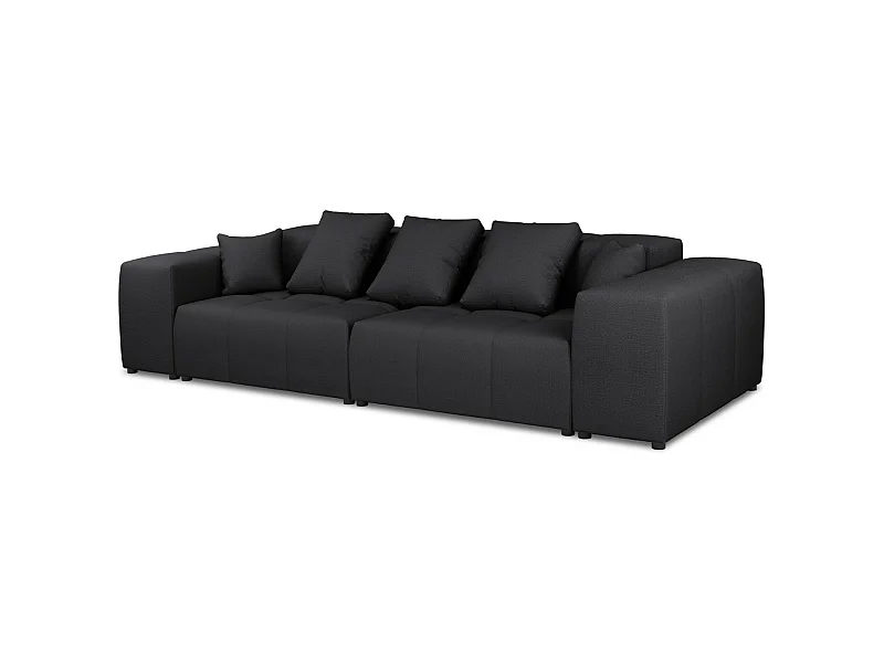 Cosmopolitan Design - Canapé modulable "Rome" 3 places en tissu structurel noir - 320x120x75cm