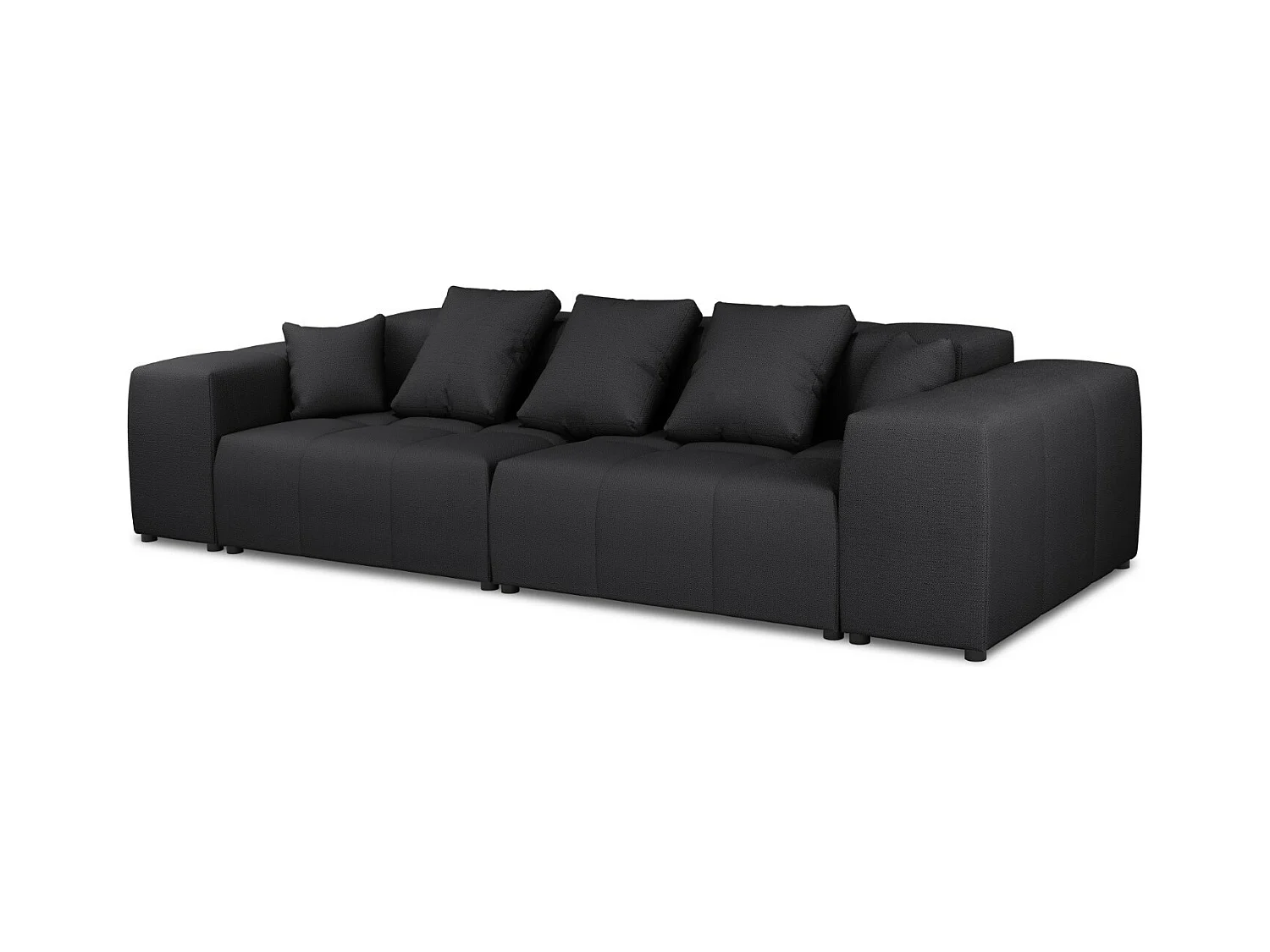 Cosmopolitan Design - Canapé modulable "Rome" 3 places en tissu structurel noir - 320x120x75cm