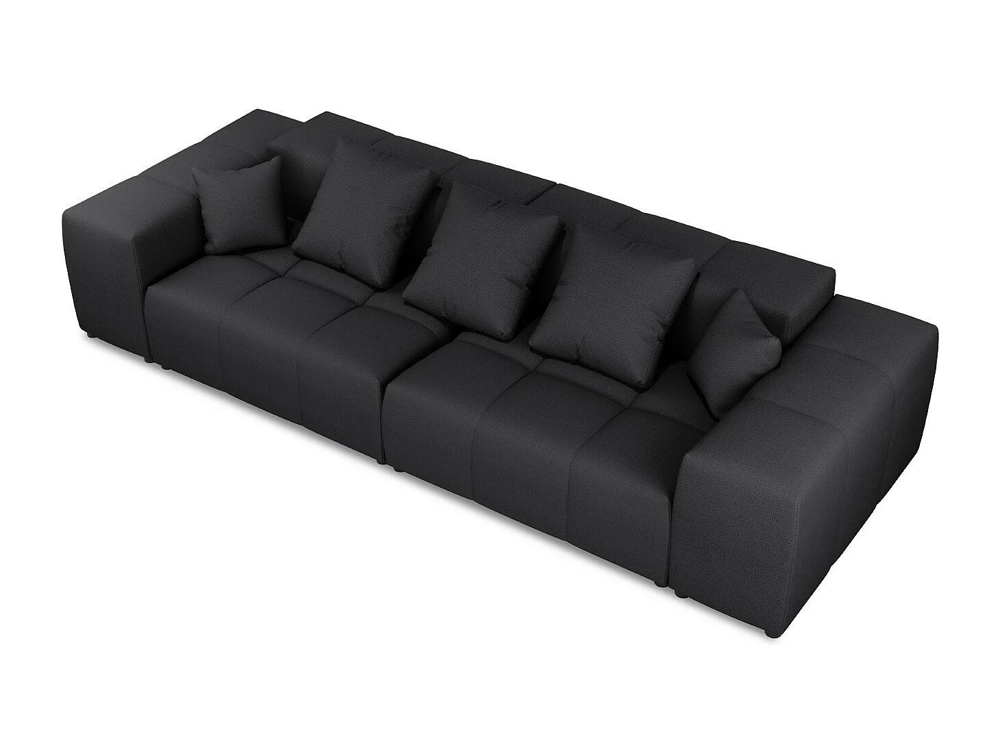 Cosmopolitan Design - Sofá modular "Rome" 3 lugares em tecido estrutural preto - 320x120x75cm