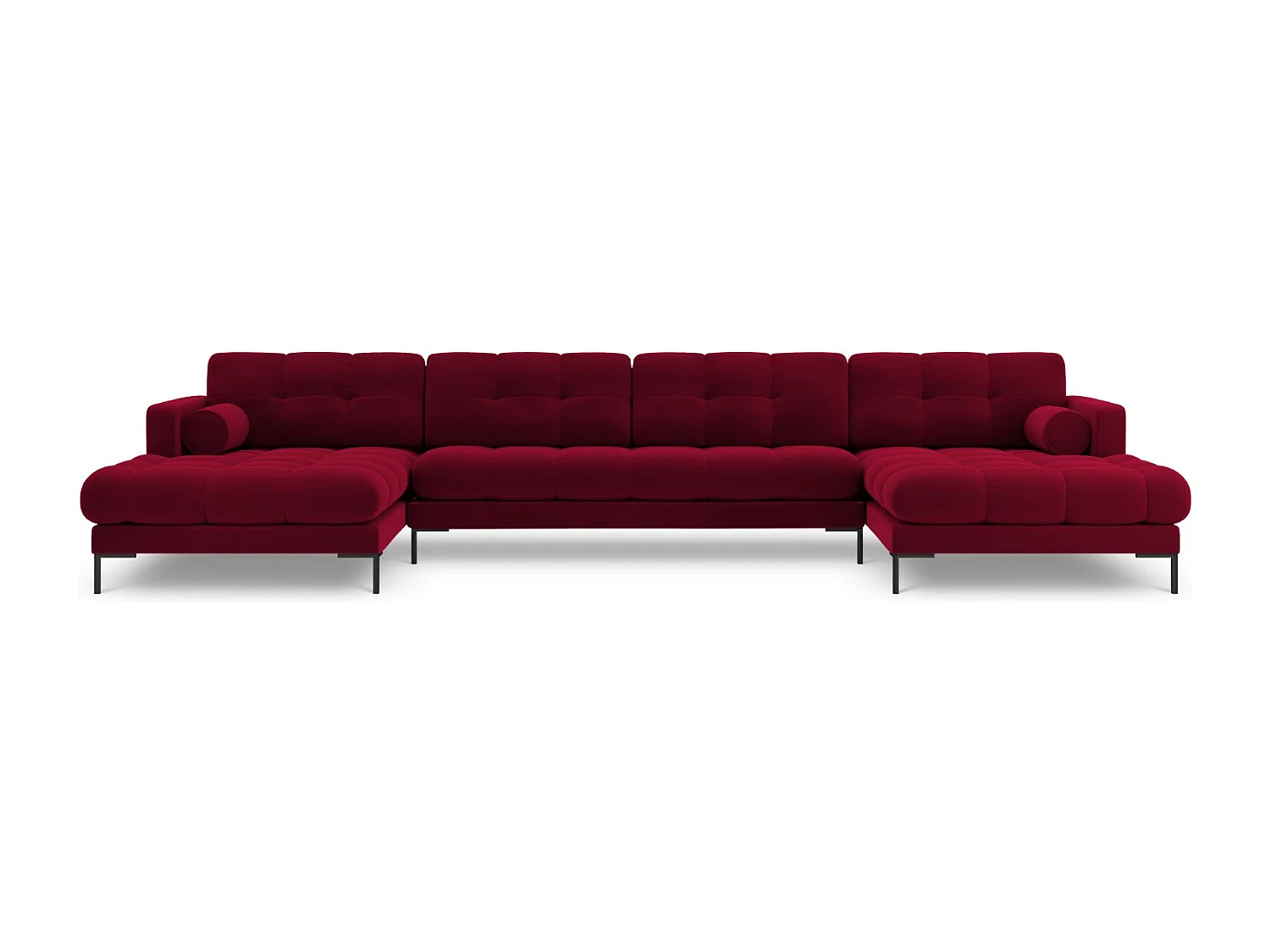 Cosmopolitan Design - 7-Sitzer Panoramasofa "Bali" aus Samt rot - 383x185x75cm