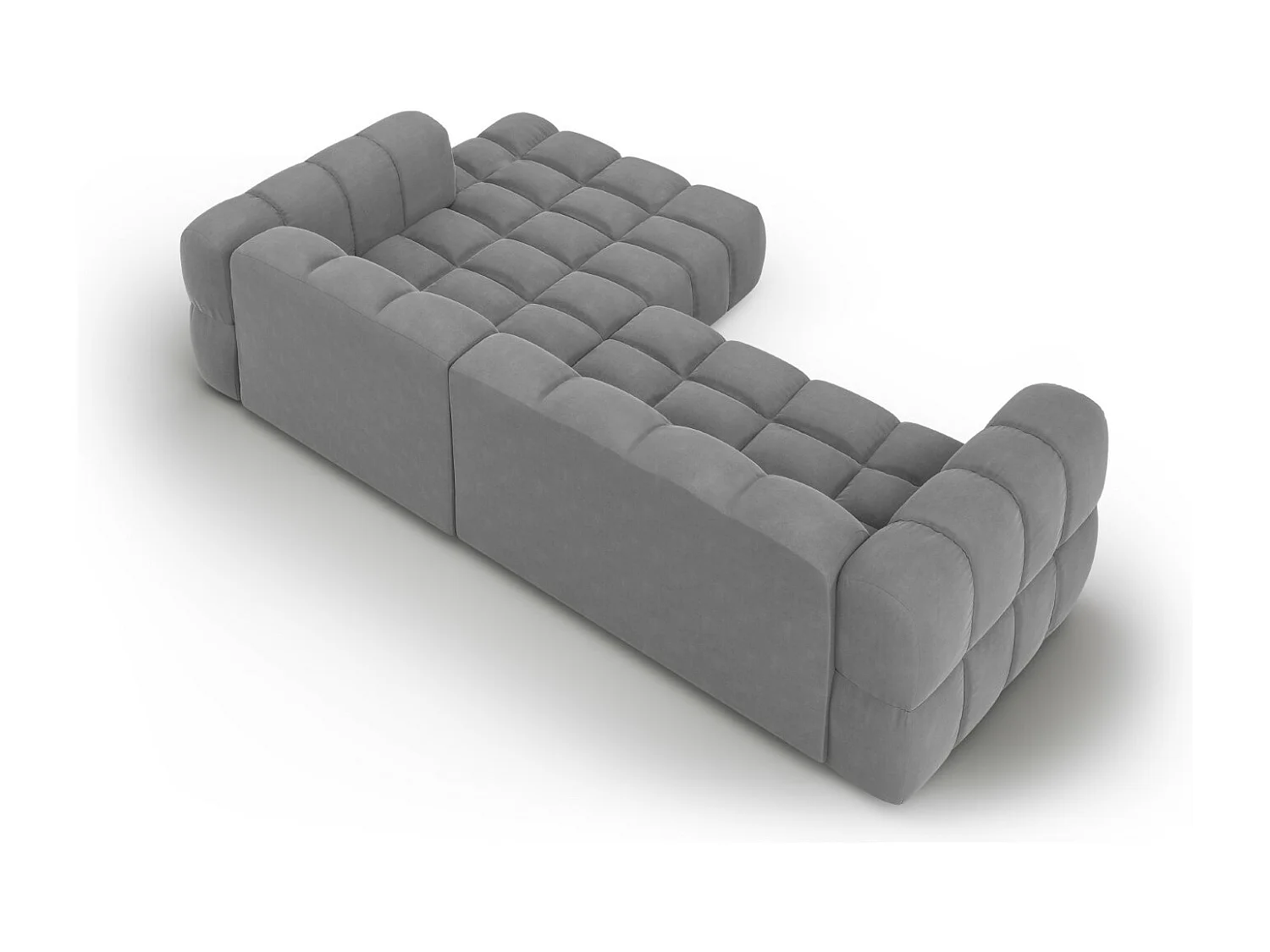 Cosmopolitan Design - 4-Sitzer modulares Ecksofa rechts "Sky" aus Samt hellgrau - 272x162x75cm