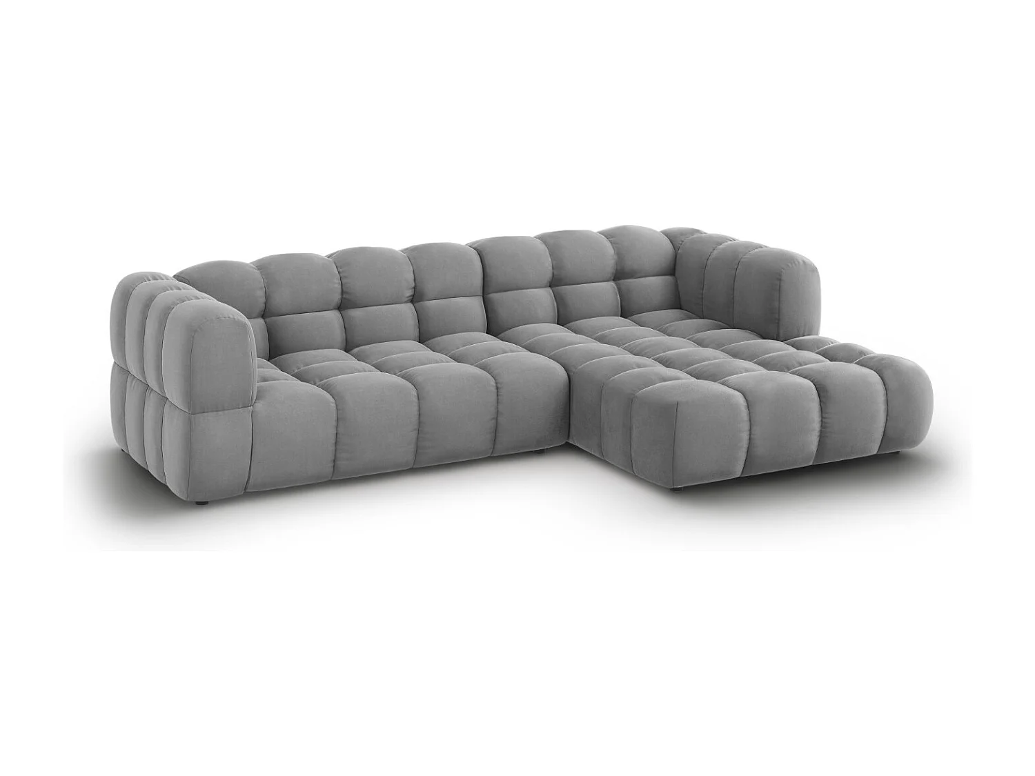 Cosmopolitan Design - Canapé d'angle droit modulable "Sky" 4 places en velours gris clair - 272x162x75cm