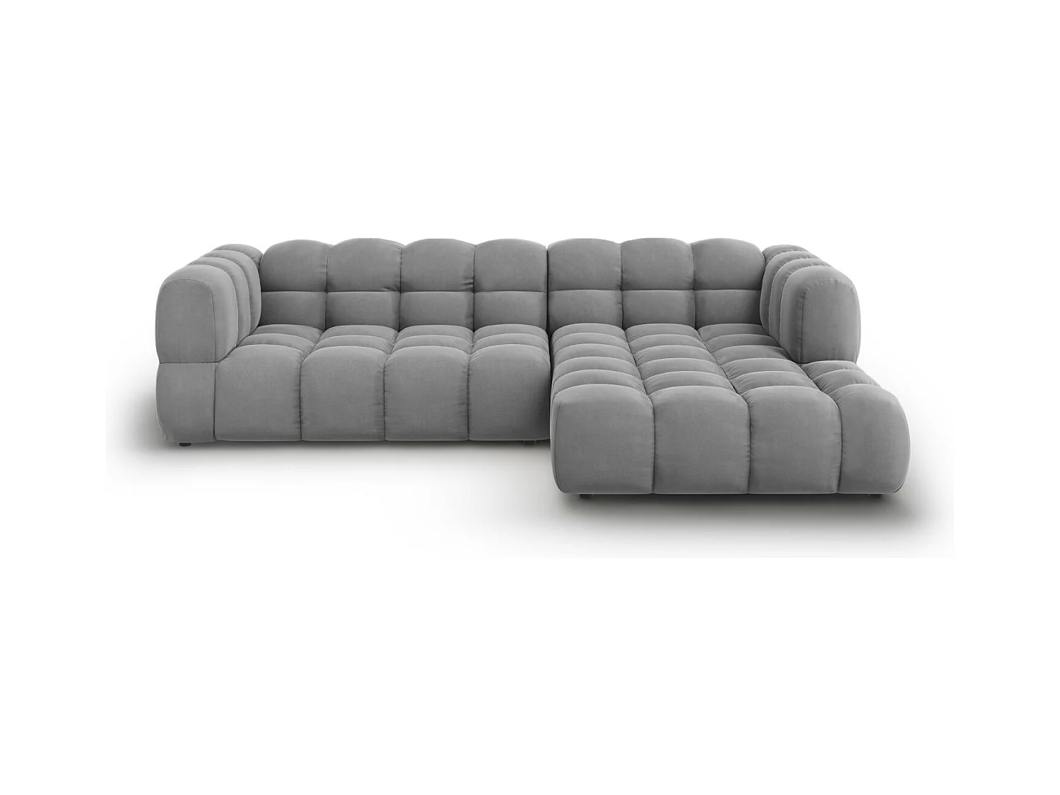 Cosmopolitan Design - Canapé d'angle droit modulable "Sky" 4 places en velours gris clair - 272x162x75cm
