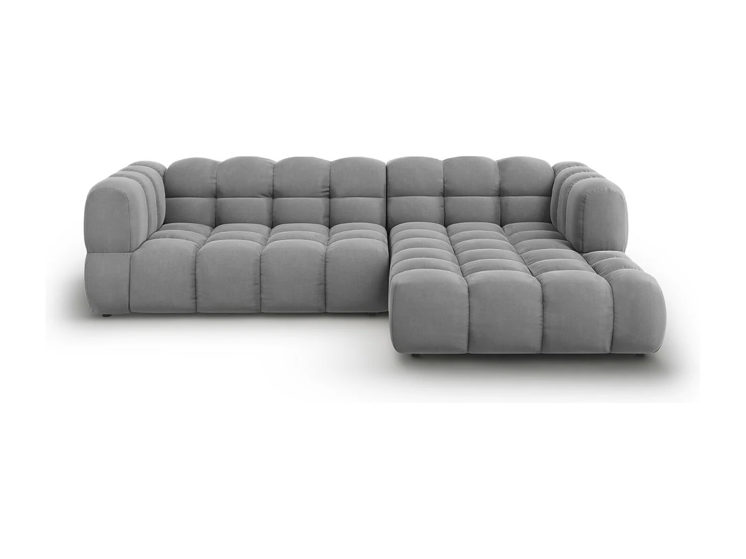 Cosmopolitan Design - Canapé d'angle droit modulable "Sky" 4 places en velours gris clair - 272x162x75cm