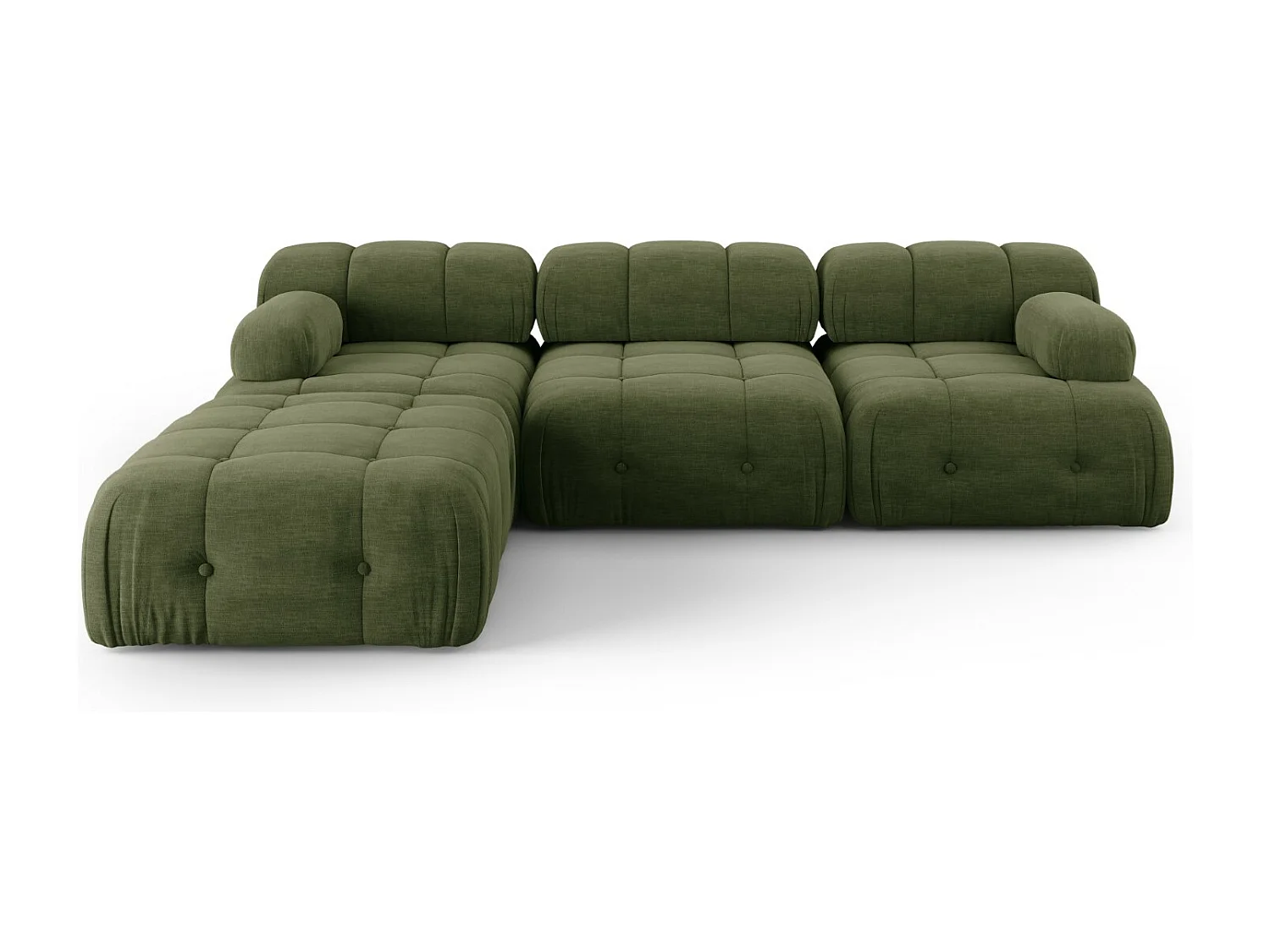 Cosmopolitan Design - Canapé modulable "Ferento" 4 places en tissu structurel vert - 288x192x71cm