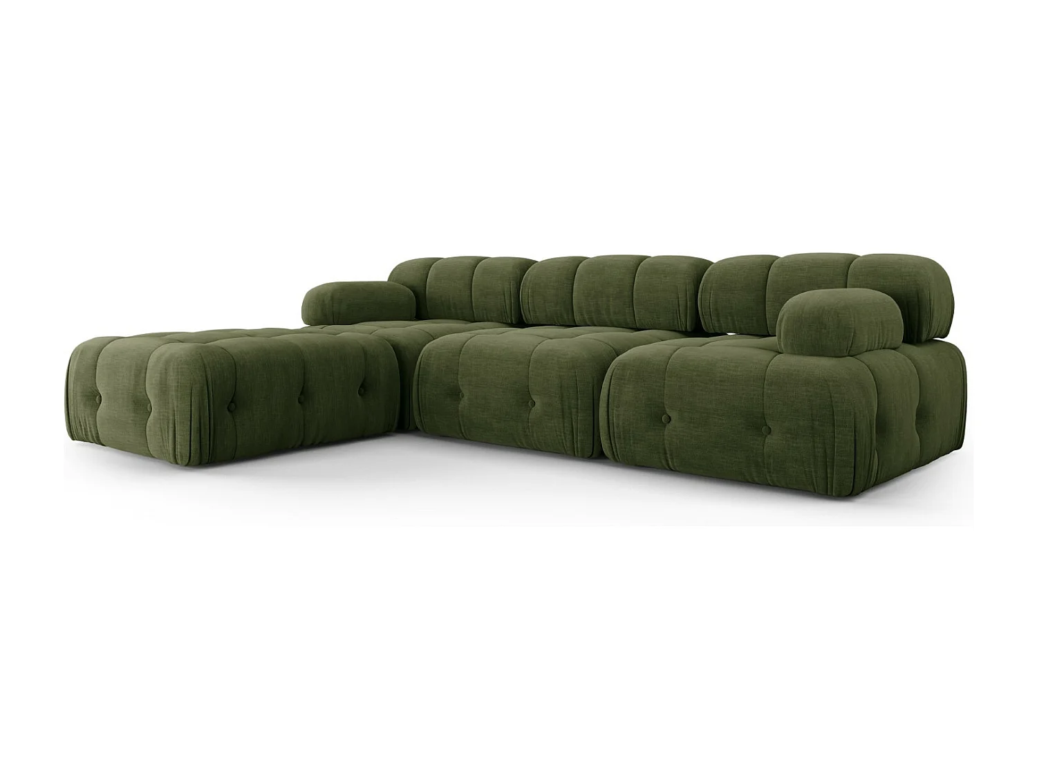 Cosmopolitan Design - Canapé modulable "Ferento" 4 places en tissu structurel vert - 288x192x71cm