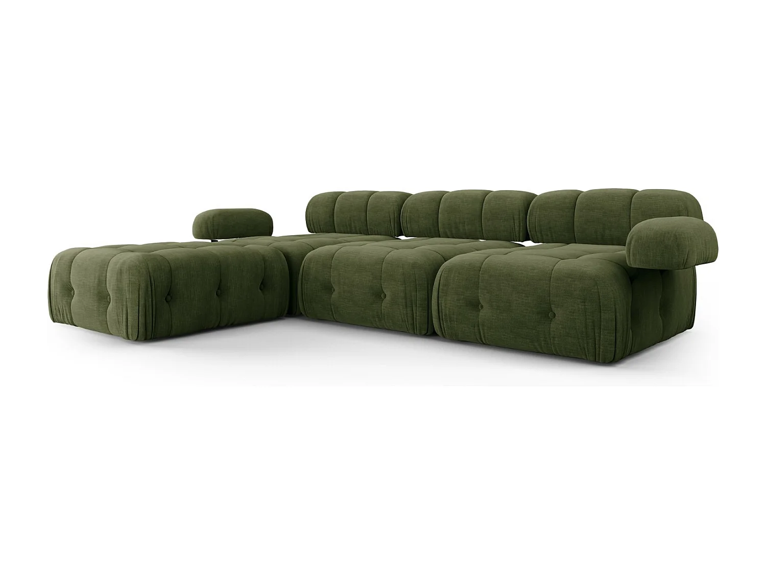 Cosmopolitan Design - Canapé modulable "Ferento" 4 places en tissu structurel vert - 288x192x71cm