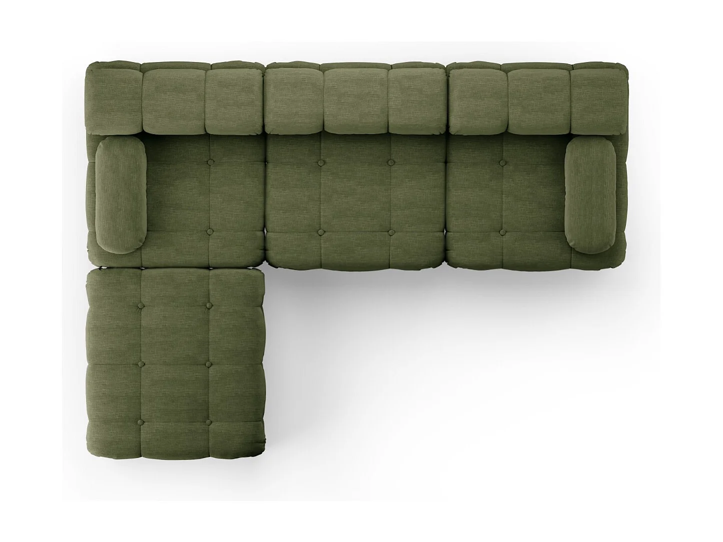 Cosmopolitan Design - Canapé modulable "Ferento" 4 places en tissu structurel vert - 288x192x71cm