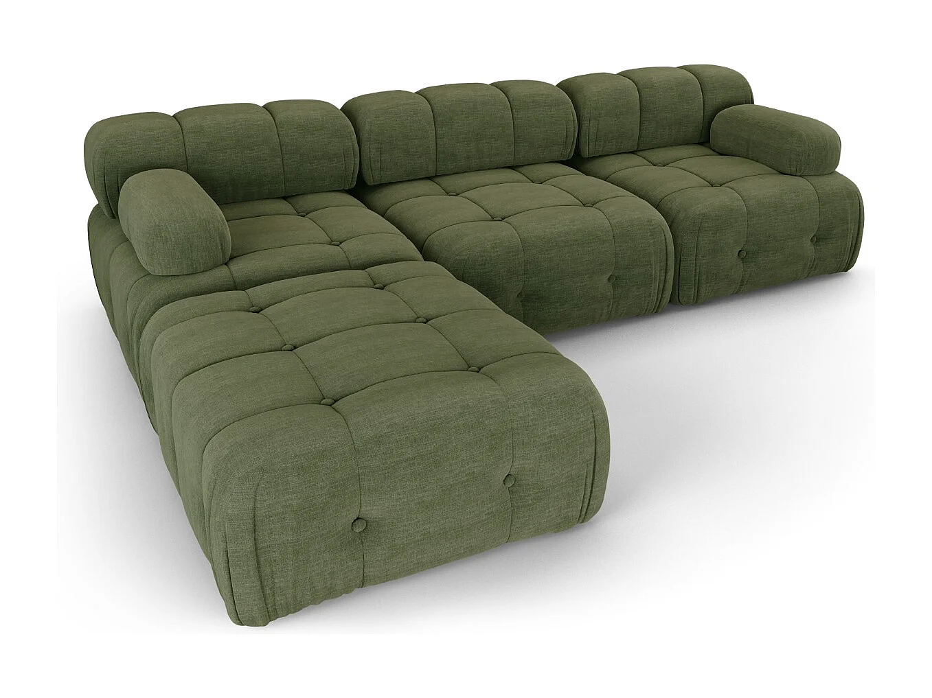 Cosmopolitan Design - Canapé modulable "Ferento" 4 places en tissu structurel vert - 288x192x71cm