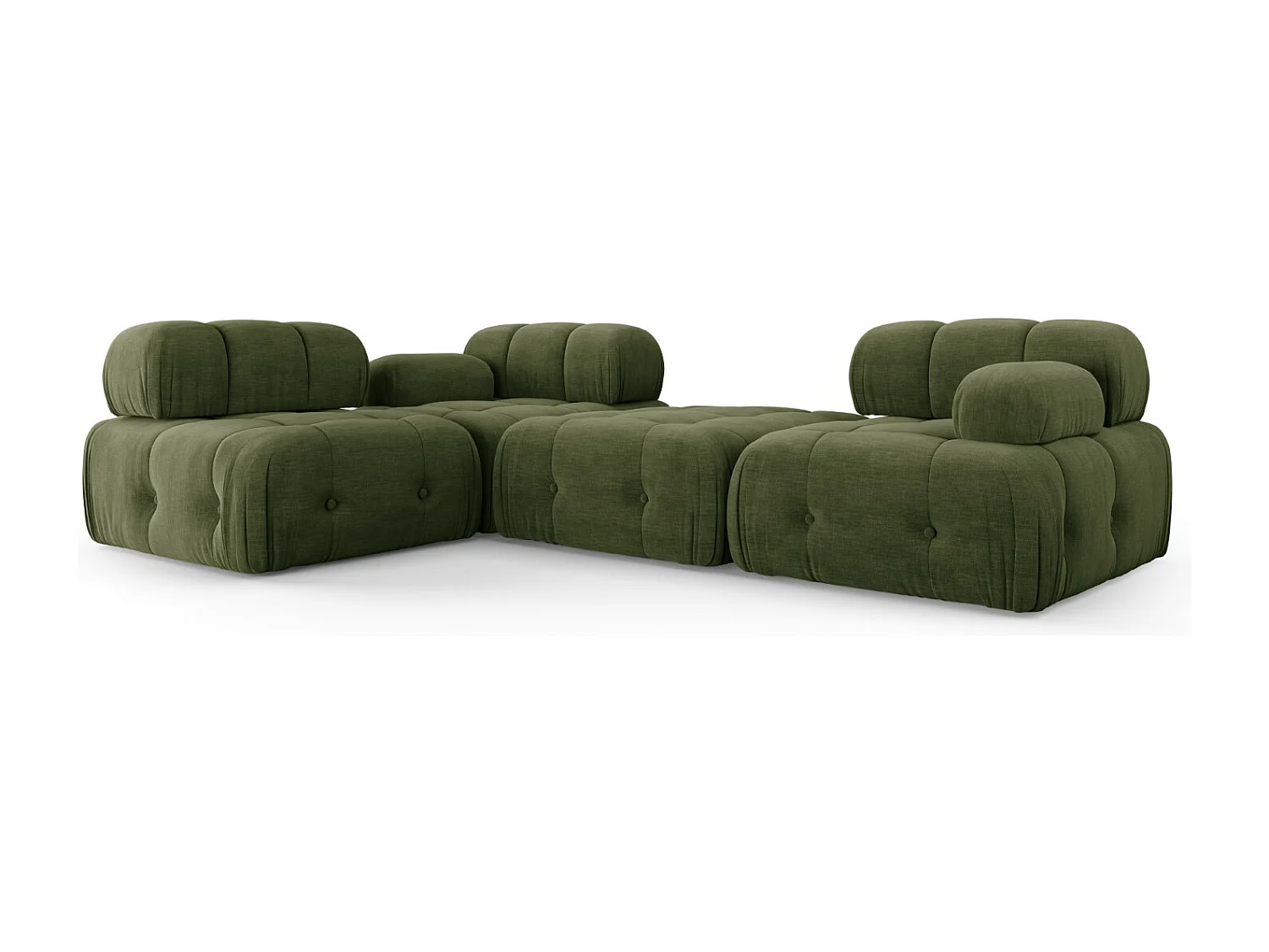 Cosmopolitan Design - Canapé modulable "Ferento" 4 places en tissu structurel vert - 288x192x71cm