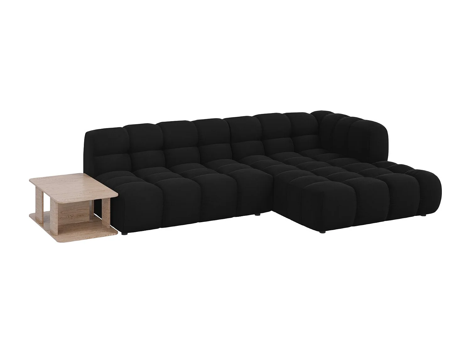 Cosmopolitan Design - 4-Sitzer modulares Ecksofa rechts "Sky" aus Samt schwarz - 297x162x75cm