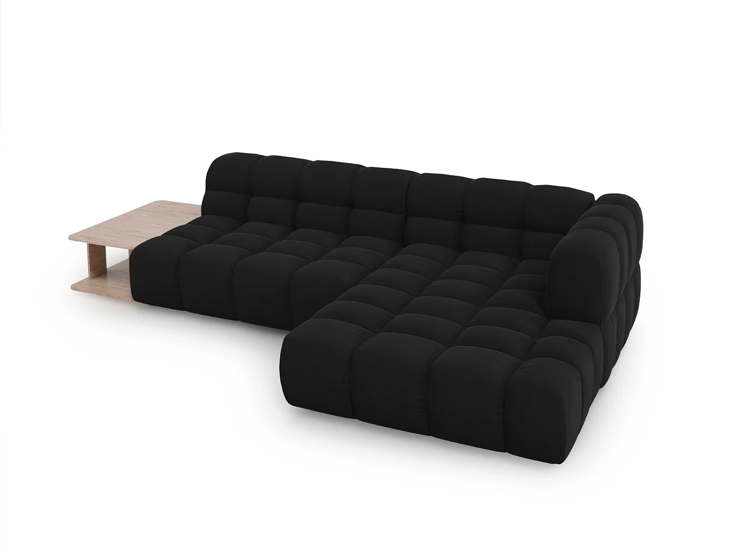 Cosmopolitan Design - 4-Sitzer modulares Ecksofa rechts "Sky" aus Samt schwarz - 297x162x75cm