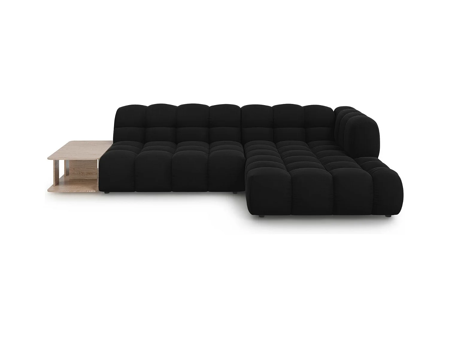 Cosmopolitan Design - Modulaire hoekbank rechts "Sky" 4 zitplaatsen, Flueel, Zwart - 297x162x75cm