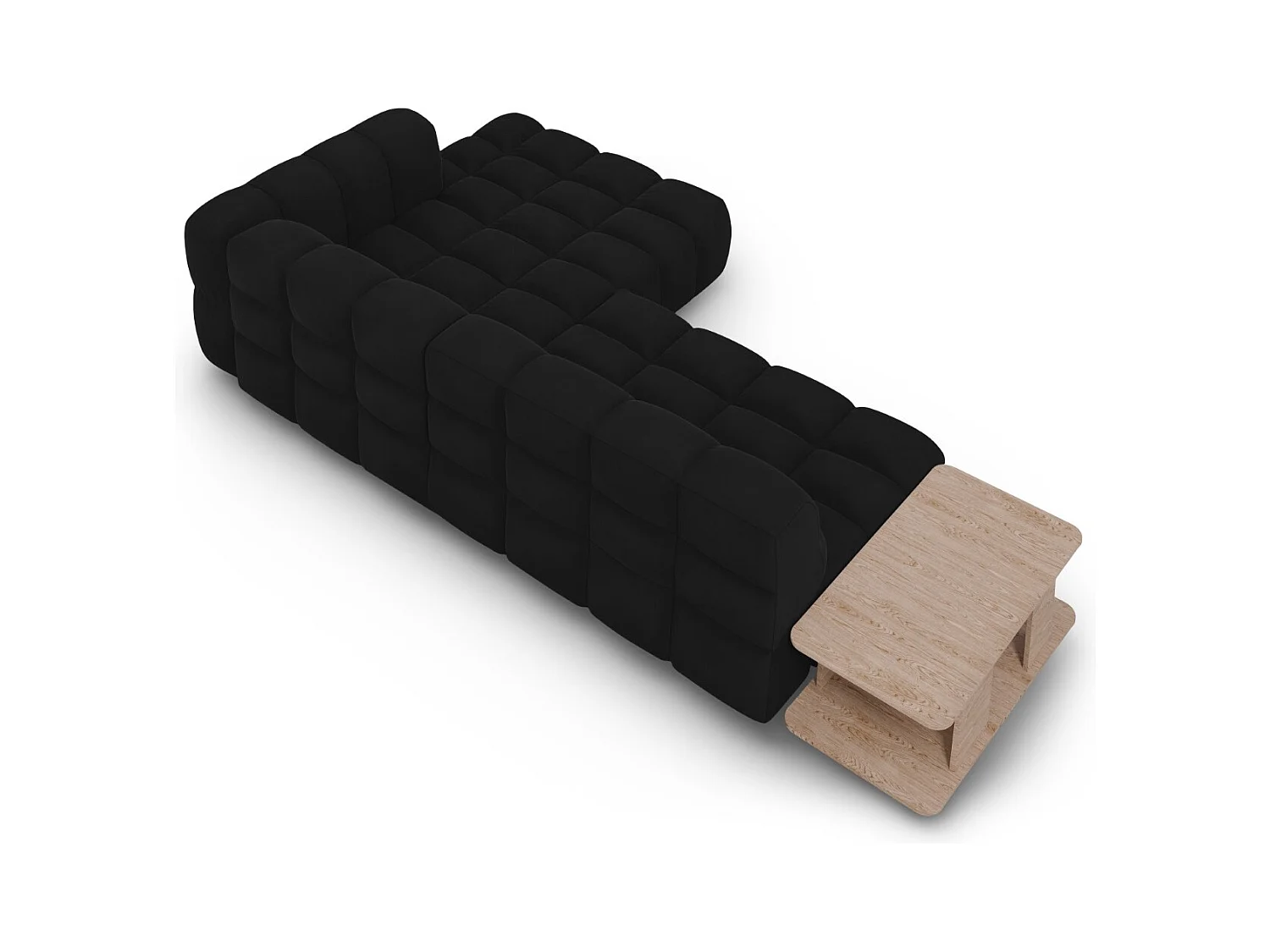 Cosmopolitan Design - Canapé d'angle droit modulable "Sky" 4 places en velours noir - 297x162x75cm