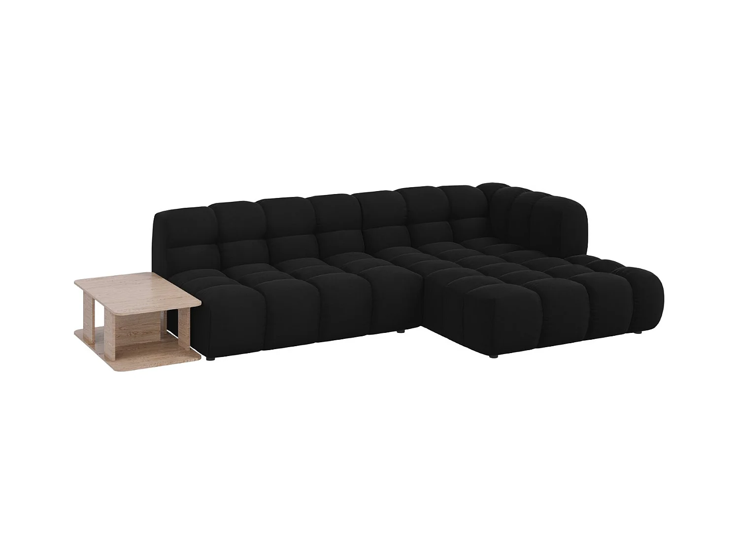 Cosmopolitan Design - Canapé d'angle droit modulable "Sky" 4 places en velours noir - 297x162x75cm