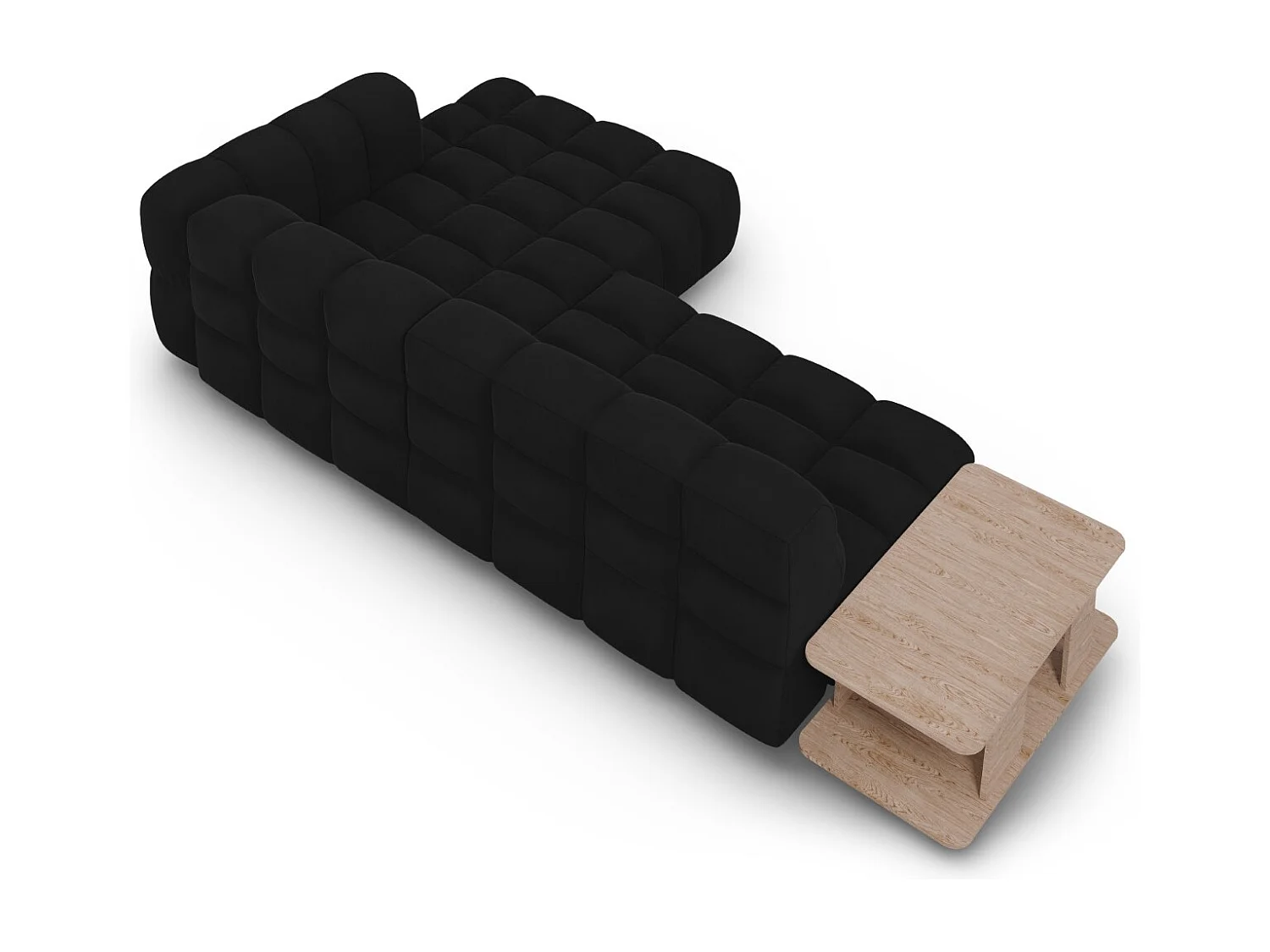 Cosmopolitan Design - Canapé d'angle droit modulable "Sky" 4 places en velours noir - 297x162x75cm