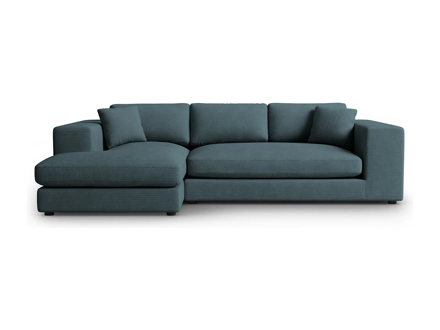 CXL by Christian Lacroix - 5-Sitzer Ecksofa links "Tendance" Sitzer aus Cord blau - 282x174x72cm