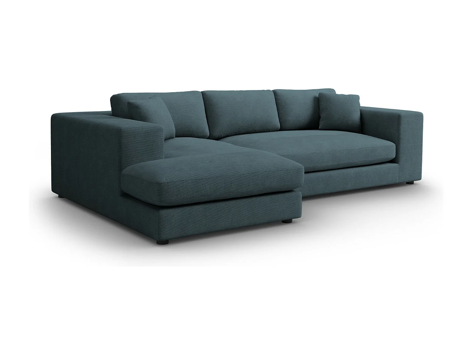 CXL by Christian Lacroix - 5-Sitzer Ecksofa links "Tendance" Sitzer aus Cord blau - 282x174x72cm