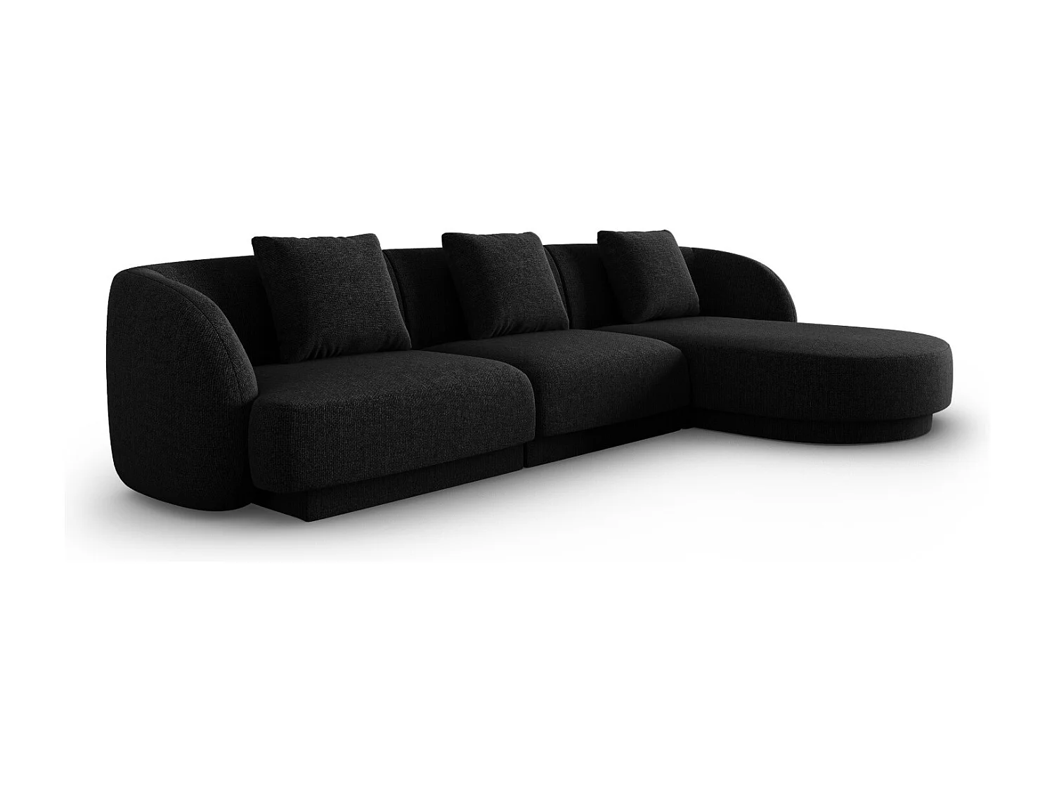 Cosmopolitan Design - Narożnik prawy, "Tulum" 4 miejsca szenil, czarny - 255x156x70cm