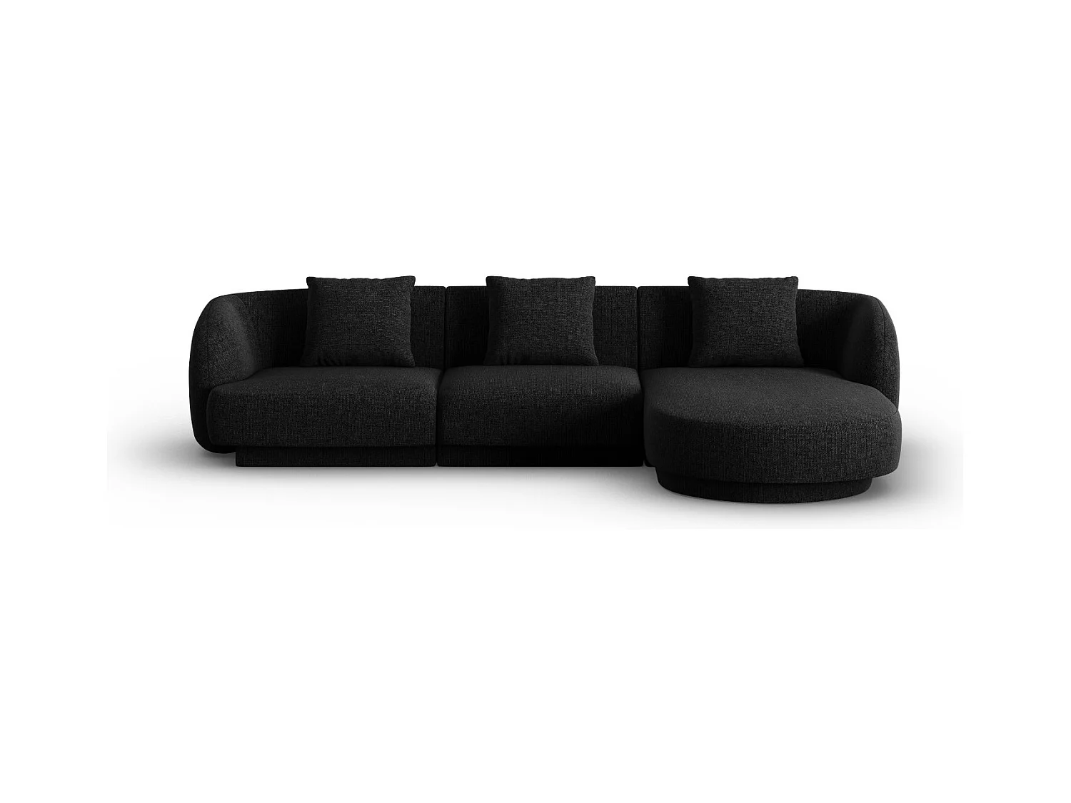 Cosmopolitan Design - Canapé d'angle droit "Tulum" 4 places en chenille noir - 255x156x70cm