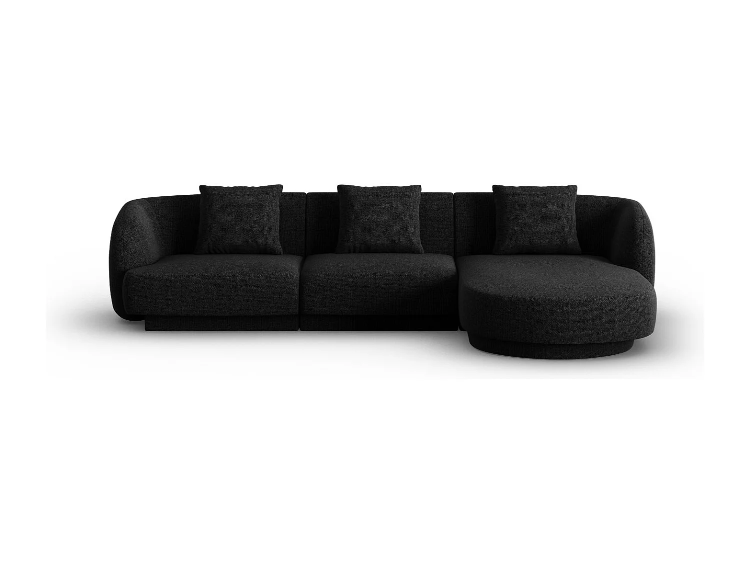 Cosmopolitan Design - Canapé d'angle droit "Tulum" 4 places en chenille noir - 255x156x70cm