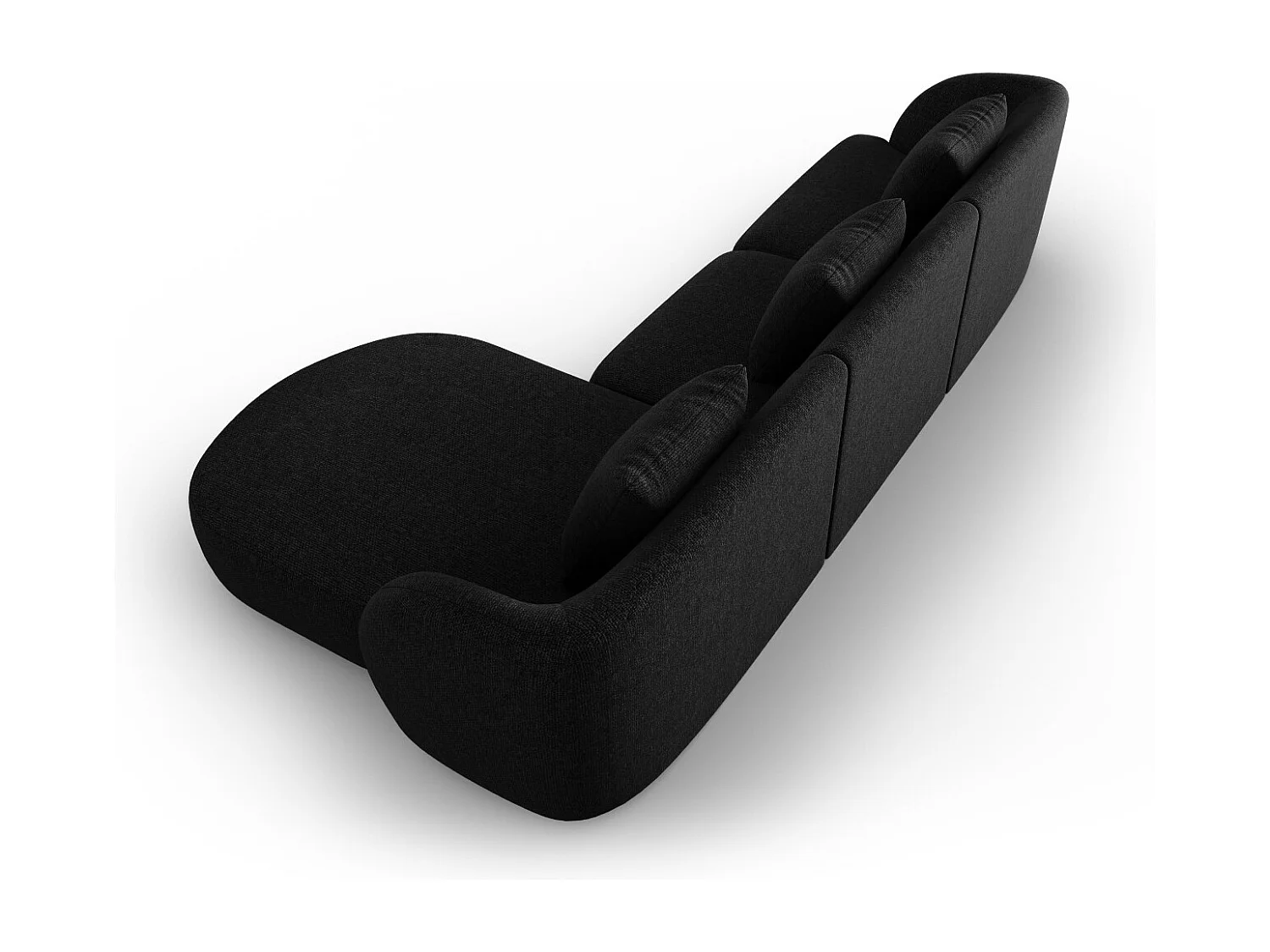 Cosmopolitan Design - Canapé d'angle droit "Tulum" 4 places en chenille noir - 255x156x70cm