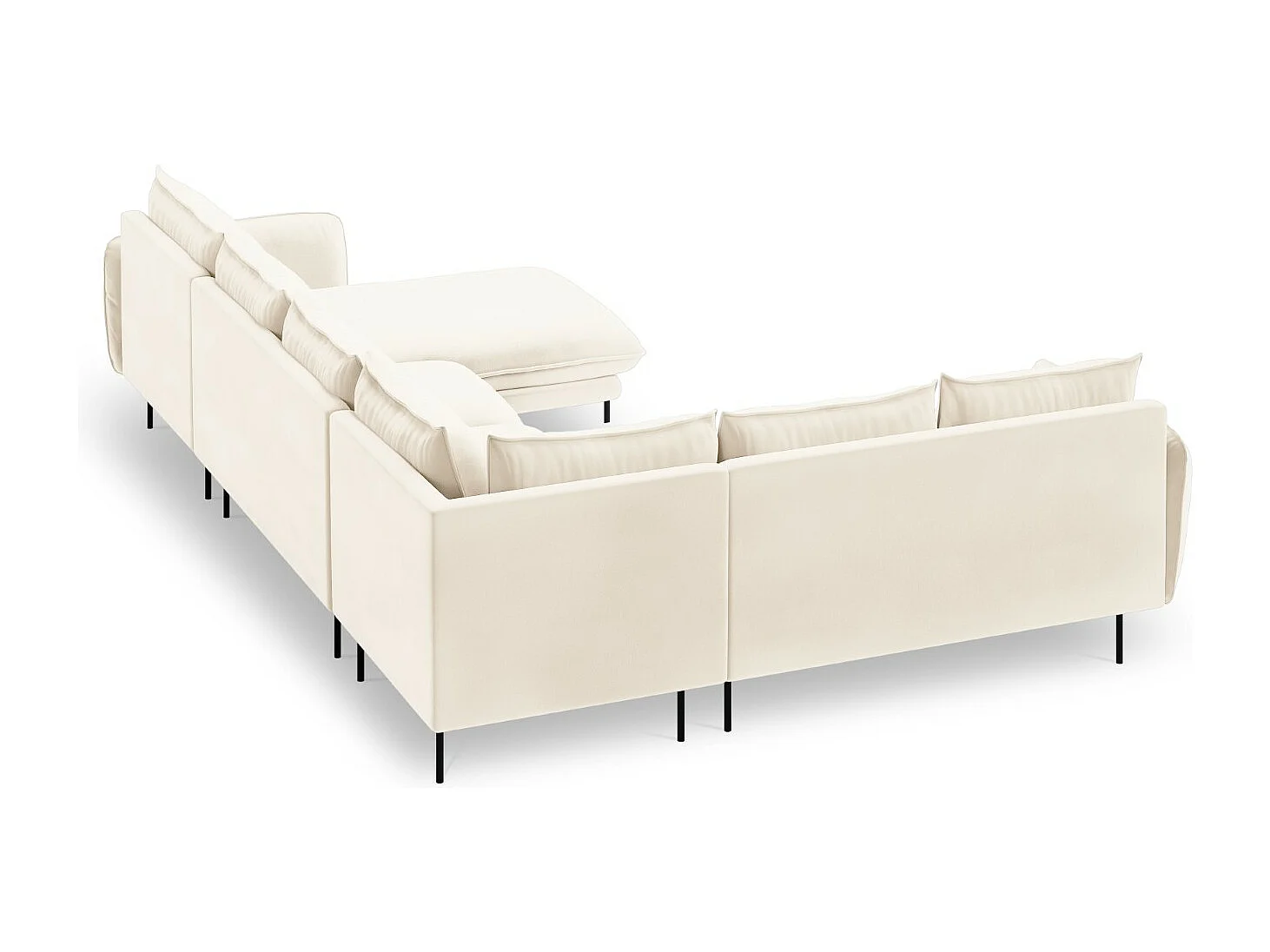 Cosmopolitan Design - Panoramische hoekbank links "Vienna" 7 zitplaatsen, Flueel, Lichtbeige - 330x235x95cm