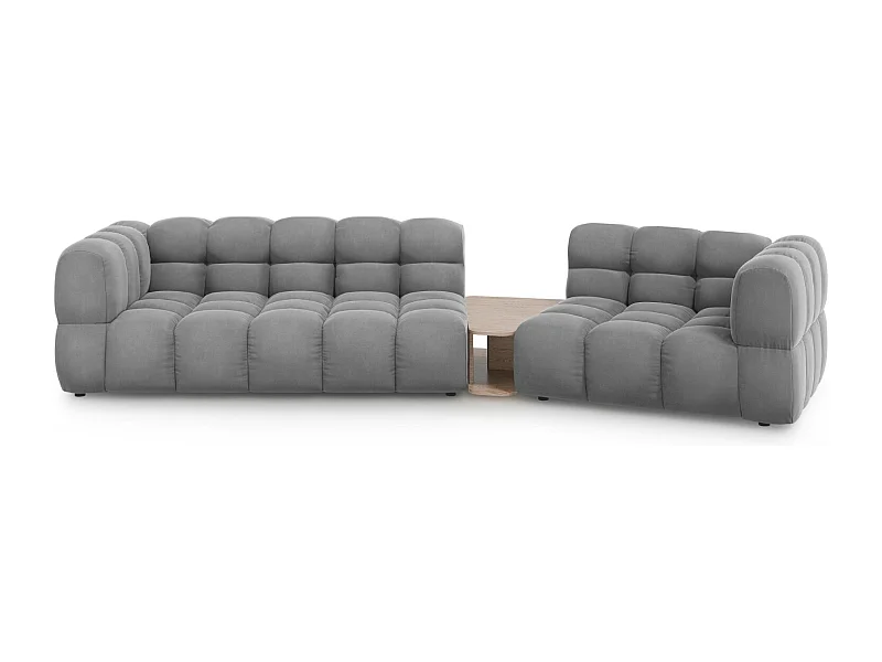Cosmopolitan Design - Sofa modułowa bok prawy, "Sky" 3 miejsca welur, szary jasny - 353x148x75cm
